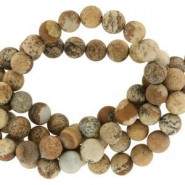 Natural stone beads round 8mm matte Picture jasper